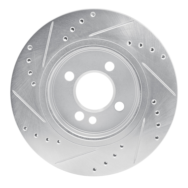 Mini Cooper Brake Rotor (1) - Front Right - R1 Concepts - Drilled & Slotted - Silver - `02-`08